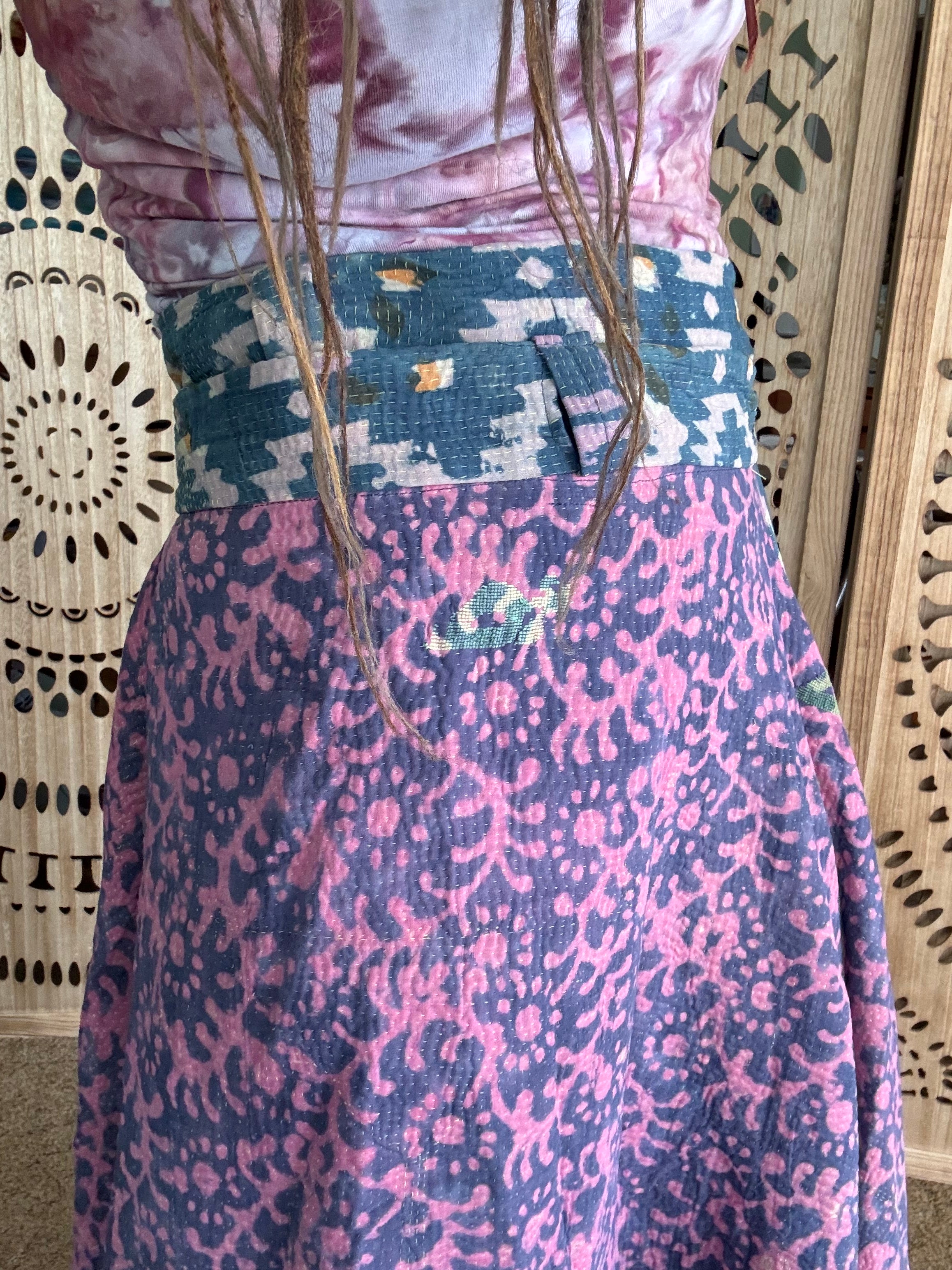 Indigo Kantha Wrap Skirt