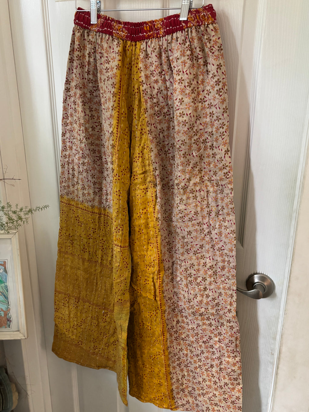 Handmade 100% Cotton Kantha Quilted Reversible Wide Leg Pants