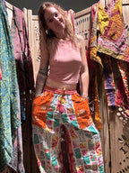 Handmade 100% Cotton Kantha Quilted Reversible Wide Leg Pants