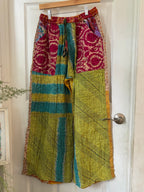 Handmade 100% Cotton Kantha Quilted Reversible Wide Leg Pants