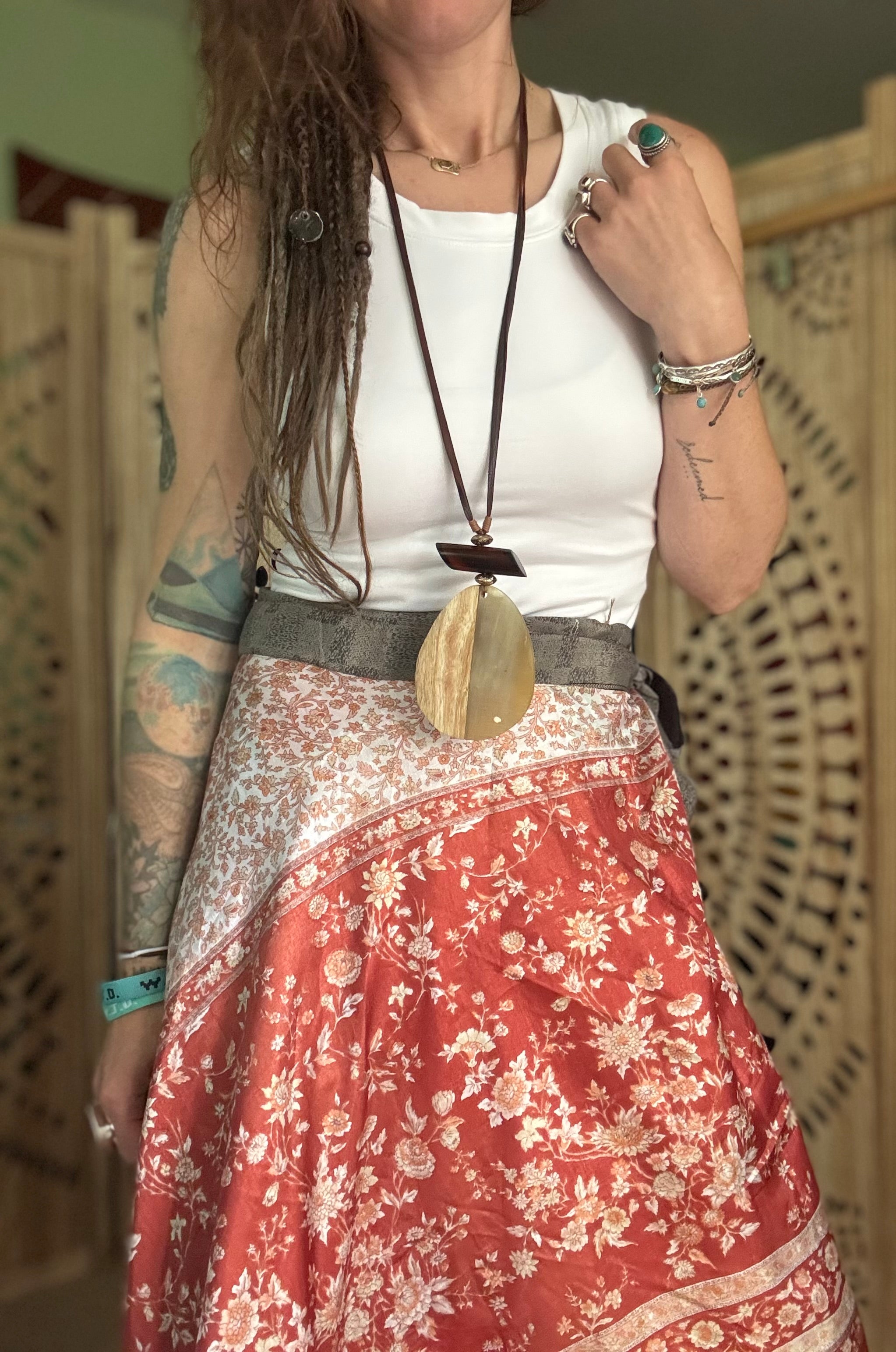 Patchwork Silk Sari Wrap Skirt
