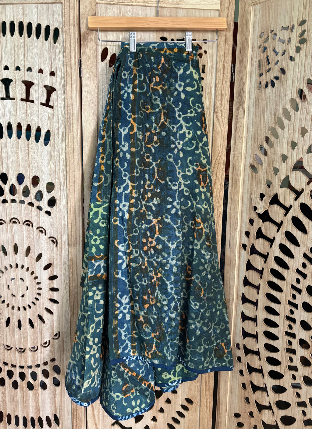 Indigo Kantha Wrap Skirt - Tribal Print