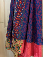 Bohemian Flowy Indian Silk Sari Wrap Skirt - Double Layer , Reversible | Free Flow Dancing Skirt