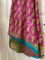 Warfare Worship Skirt | Bohemian Flowy Indian Silk Sari Wrap Skirt - Double Layer , Reversible | Free Flow Dancing Skirt