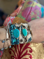 Natural Turquoise Sari Wrap Bracelet
