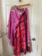 Worship Skirt | Bohemian Flowy Indian Silk Sari Wrap Skirt - Double Layer , Reversible | Free Flow Dancing Skirt
