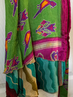 Knee Length Bohemian Flowy Dancing Worship Skirt | Indian Silk Sari Wrap Skirt - Double Layer , Reversible