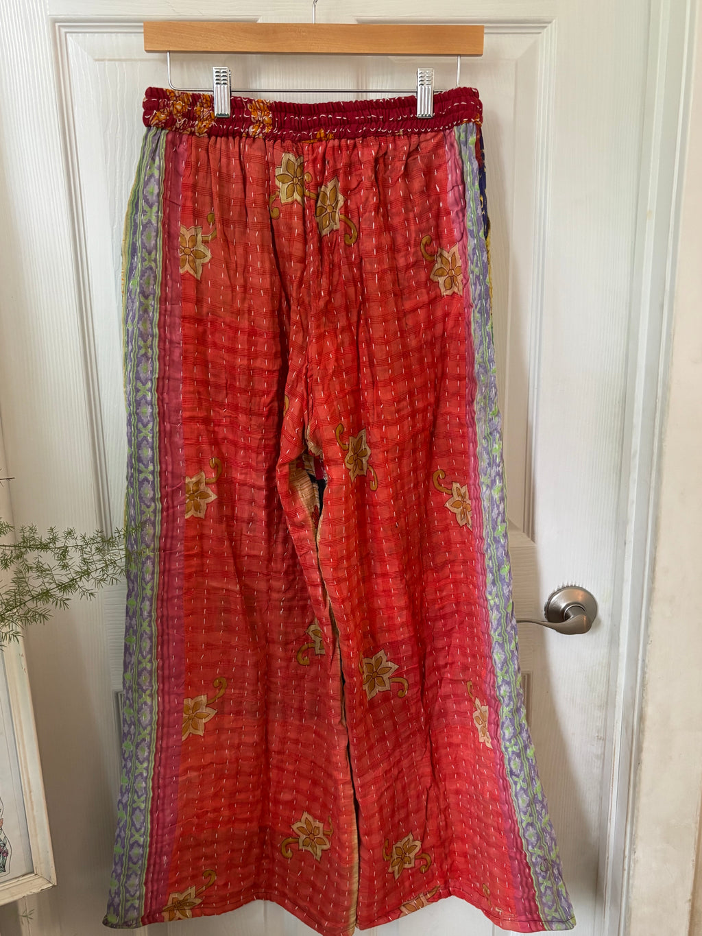 Handmade 100% Cotton Kantha Quilted Reversible Wide Leg Pants