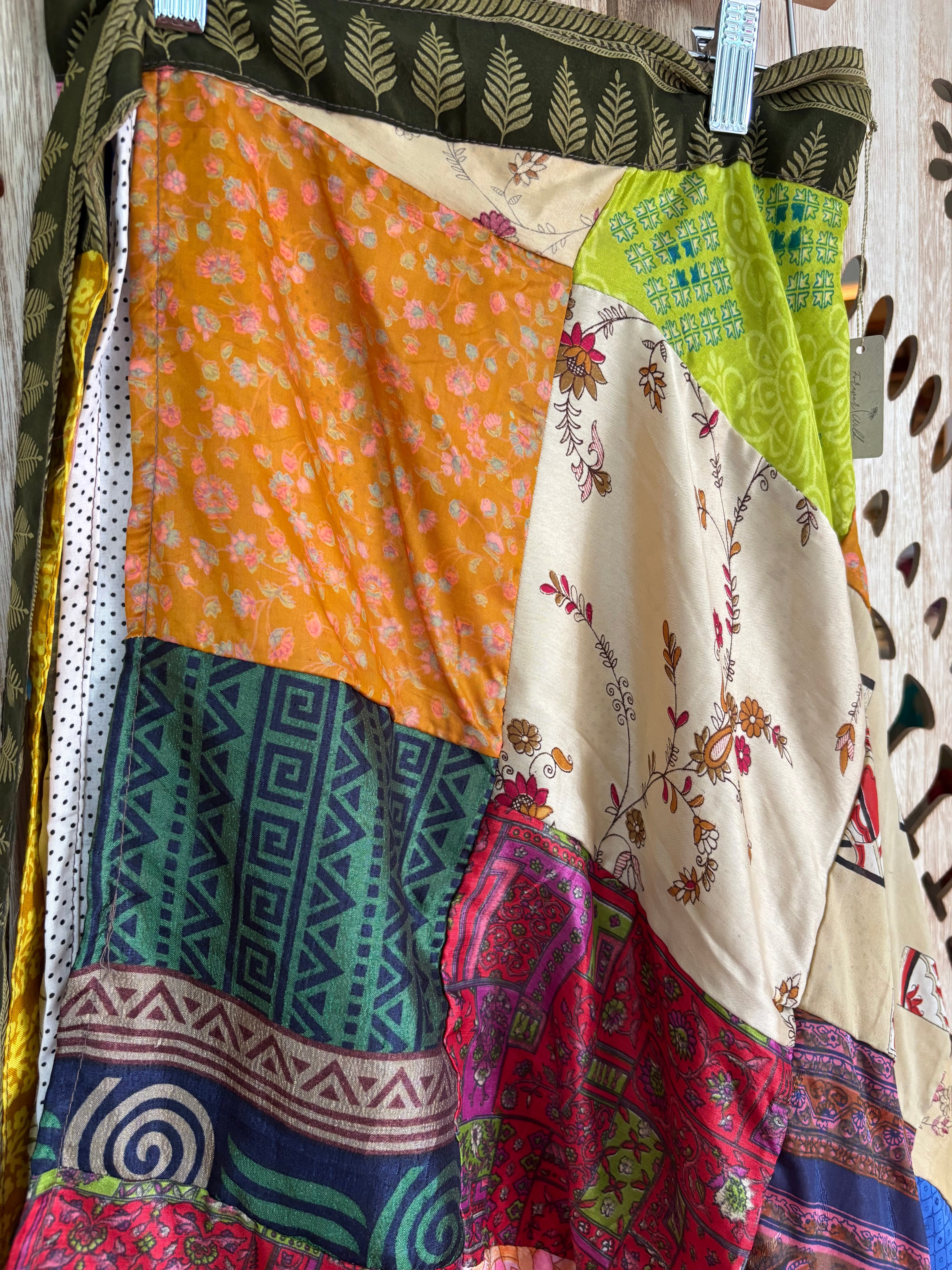 Patchwork Sari Silk Wrap Skirt
