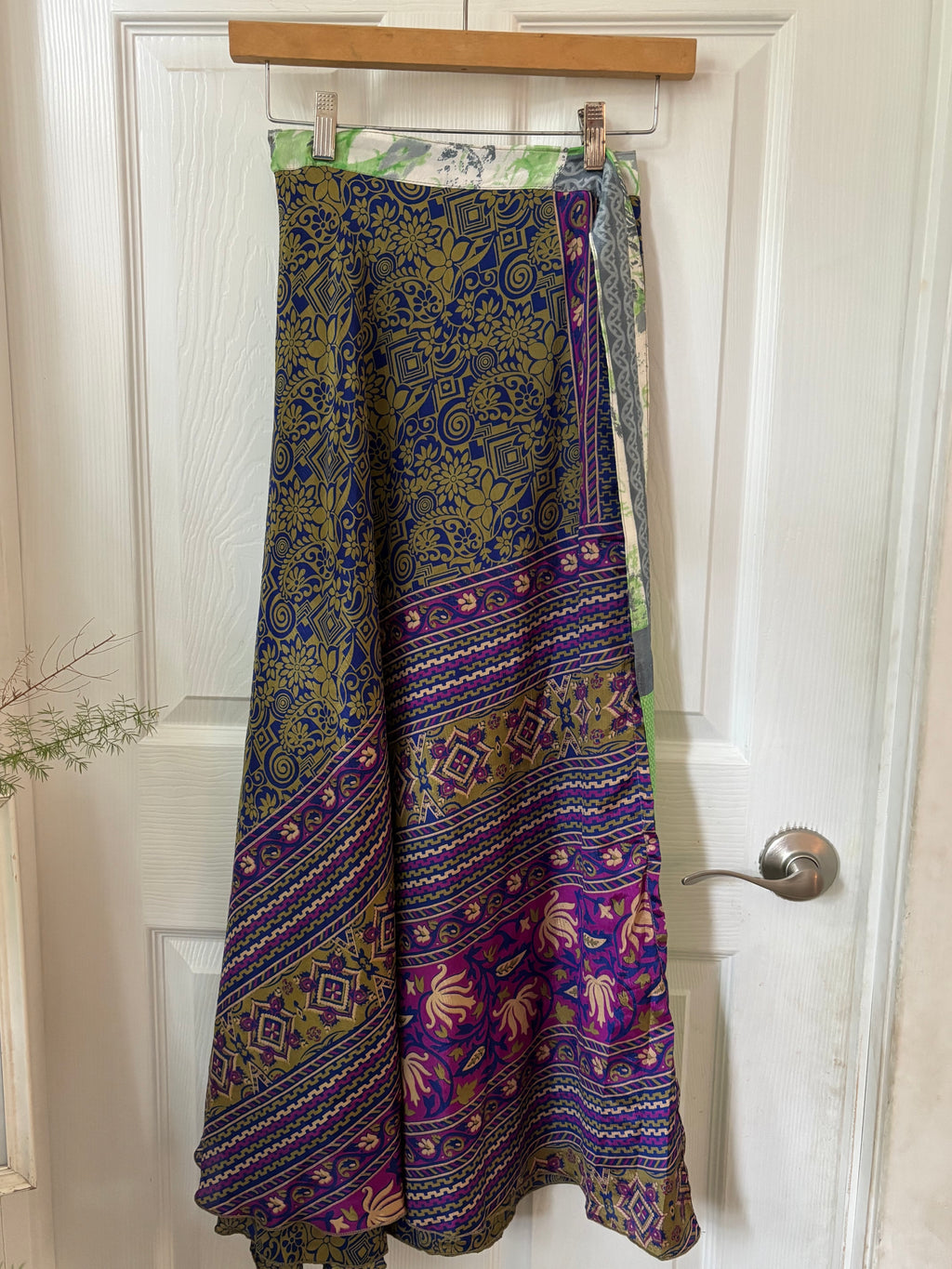 Worship Skirt | Bohemian Flowy Indian Silk Sari Wrap Skirt - Double Layer , Reversible | Free Flow Dancing Skirt