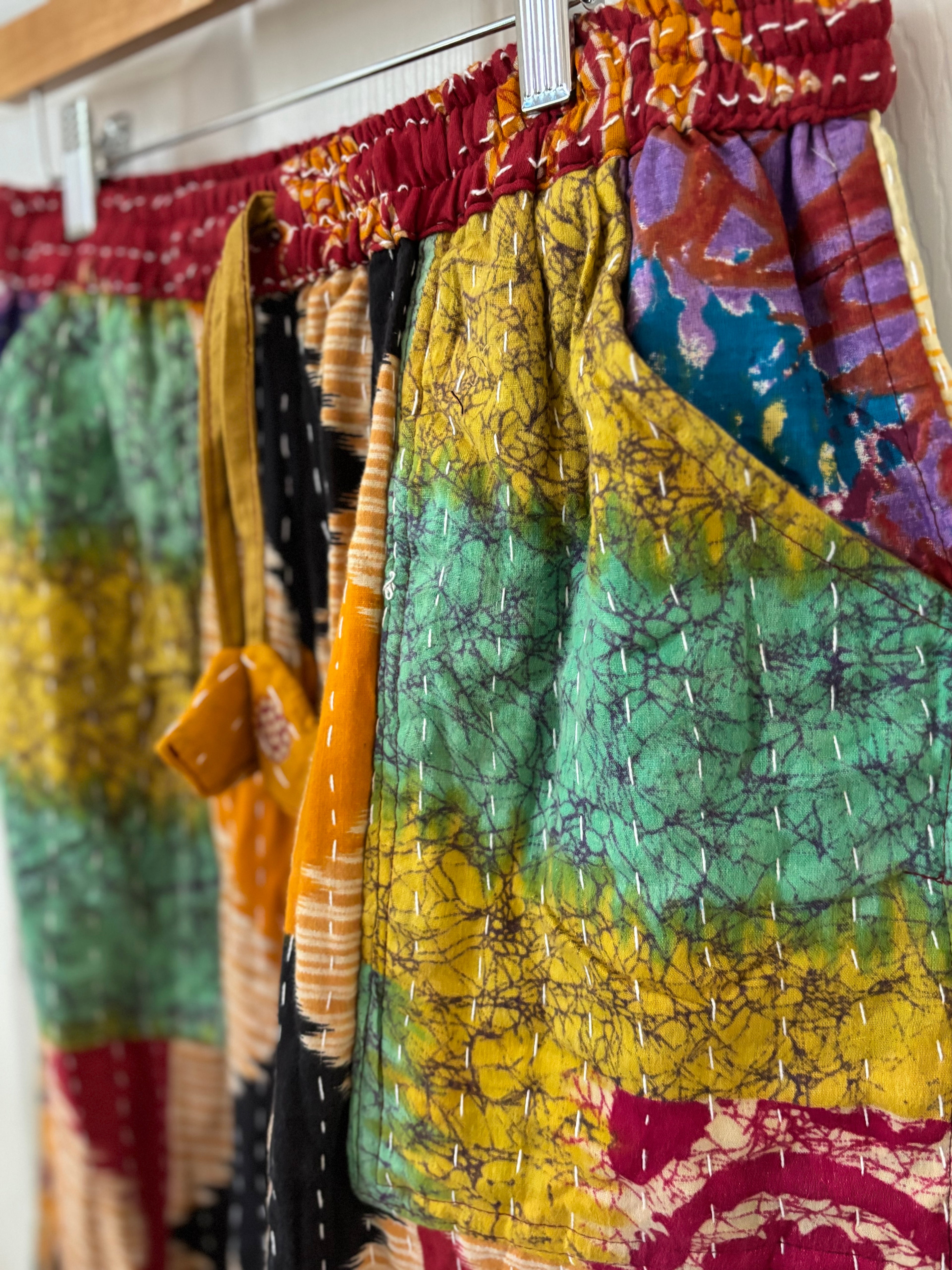 Handmade 100% Cotton Kantha Quilted Reversible Wide Leg Pants