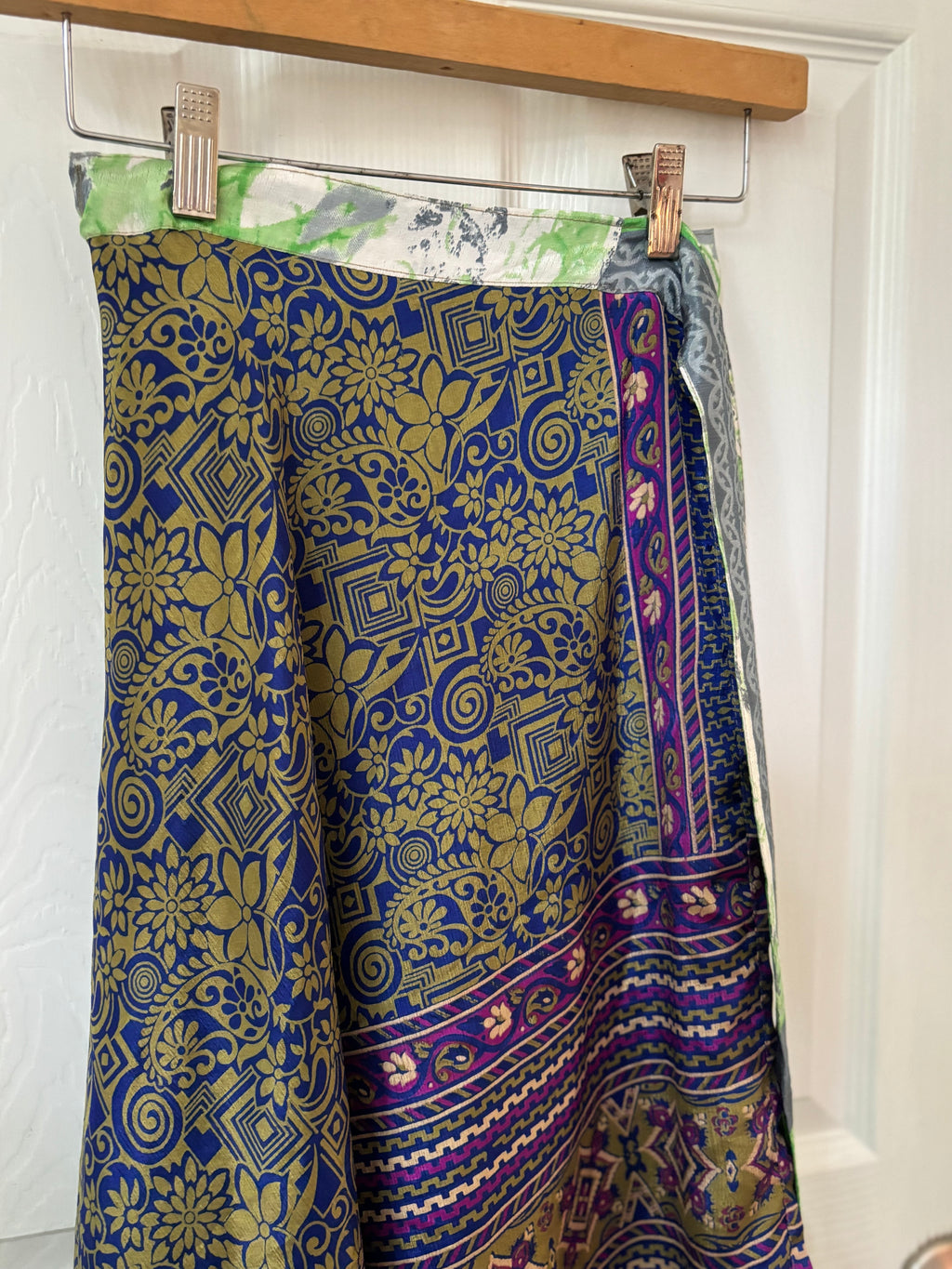Worship Skirt | Bohemian Flowy Indian Silk Sari Wrap Skirt - Double Layer , Reversible | Free Flow Dancing Skirt