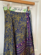 Worship Skirt | Bohemian Flowy Indian Silk Sari Wrap Skirt - Double Layer , Reversible | Free Flow Dancing Skirt