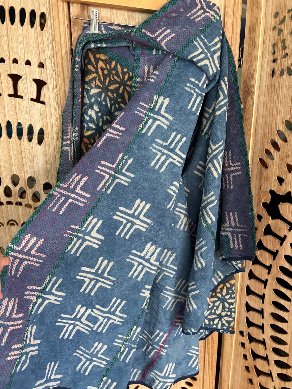 Indigo Kantha Wrap Skirt - Tribal Print