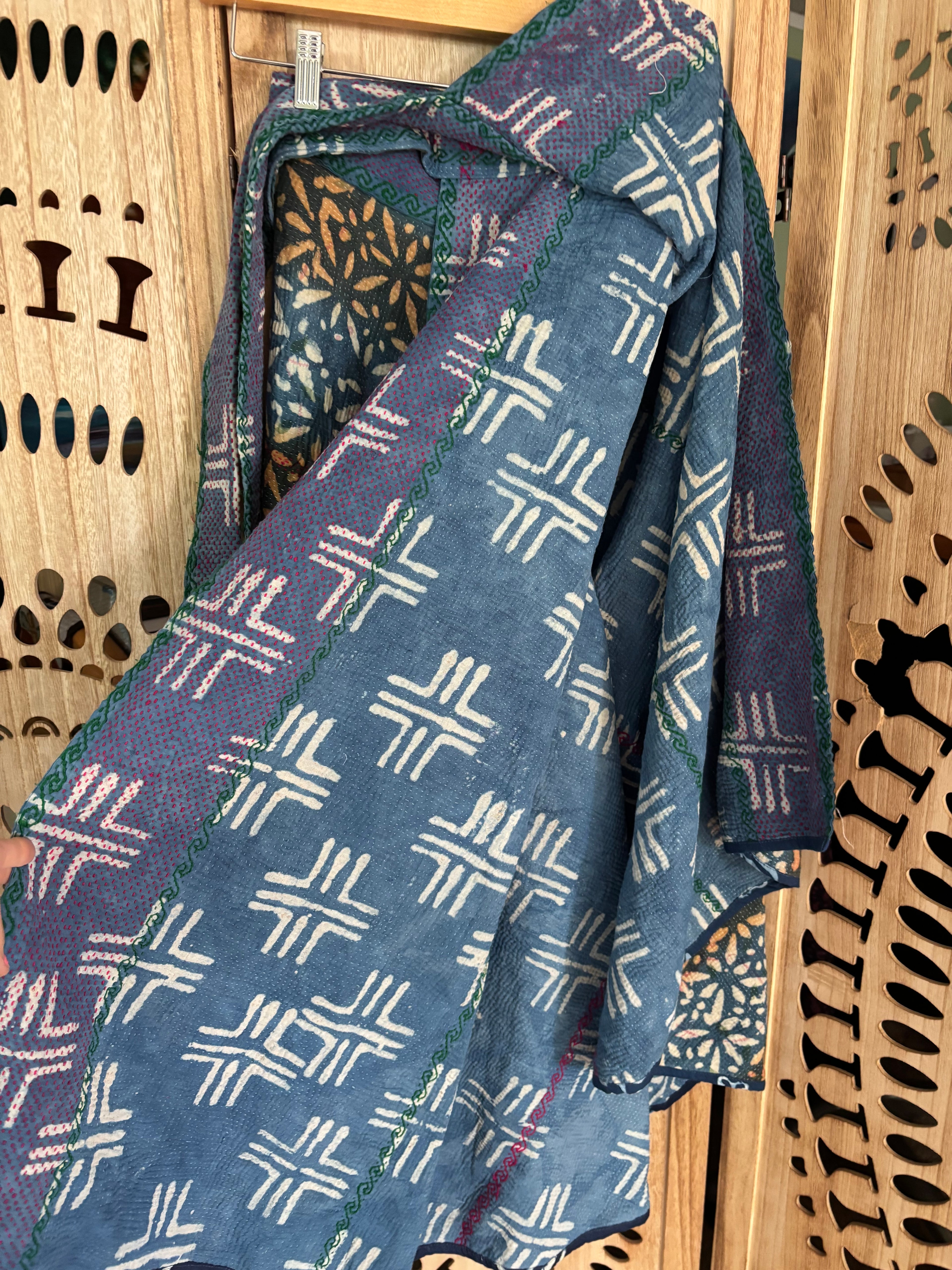 Indigo Kantha Wrap Skirt - Tribal Print