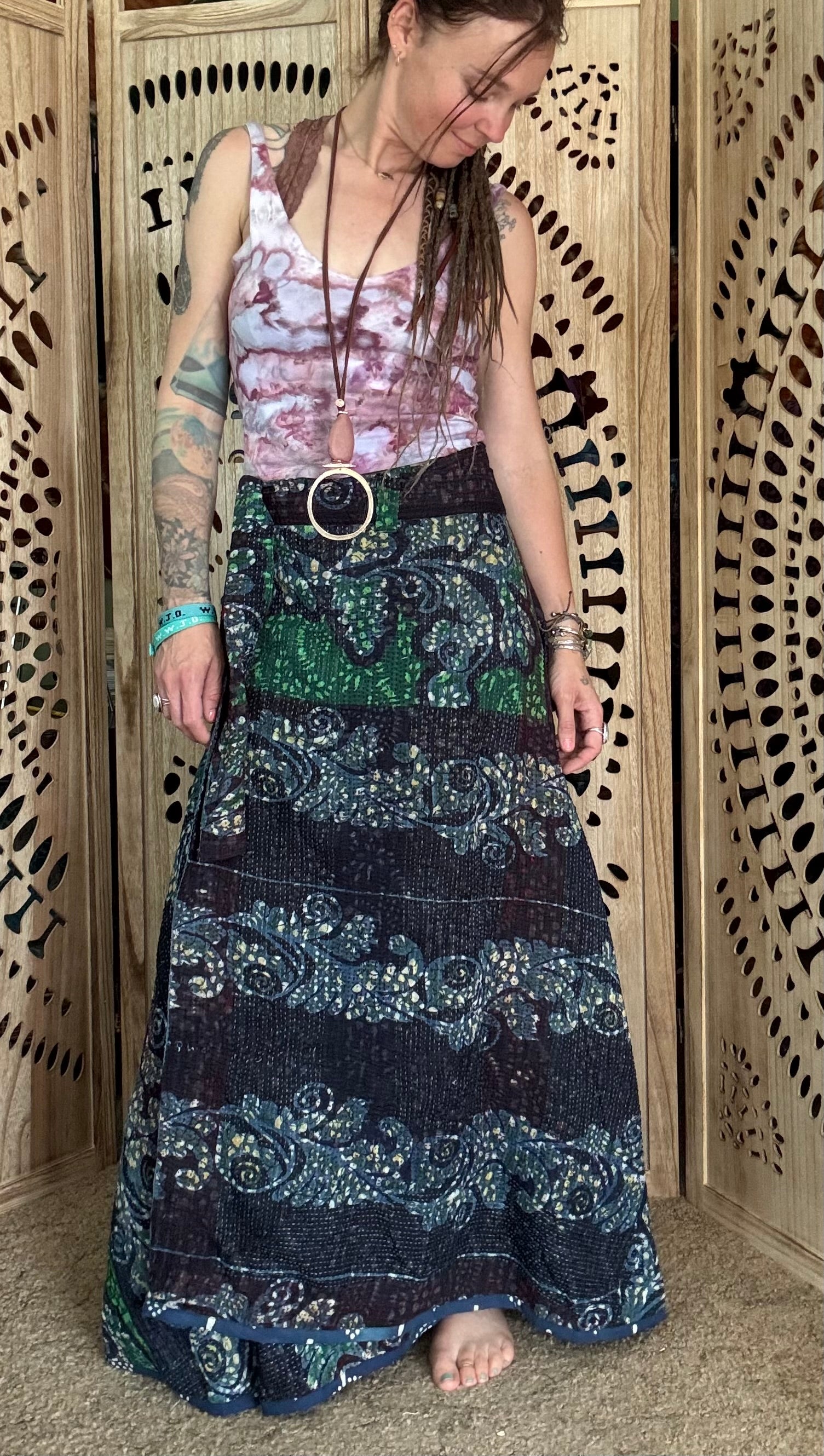 Indigo Kantha Wrap Skirt