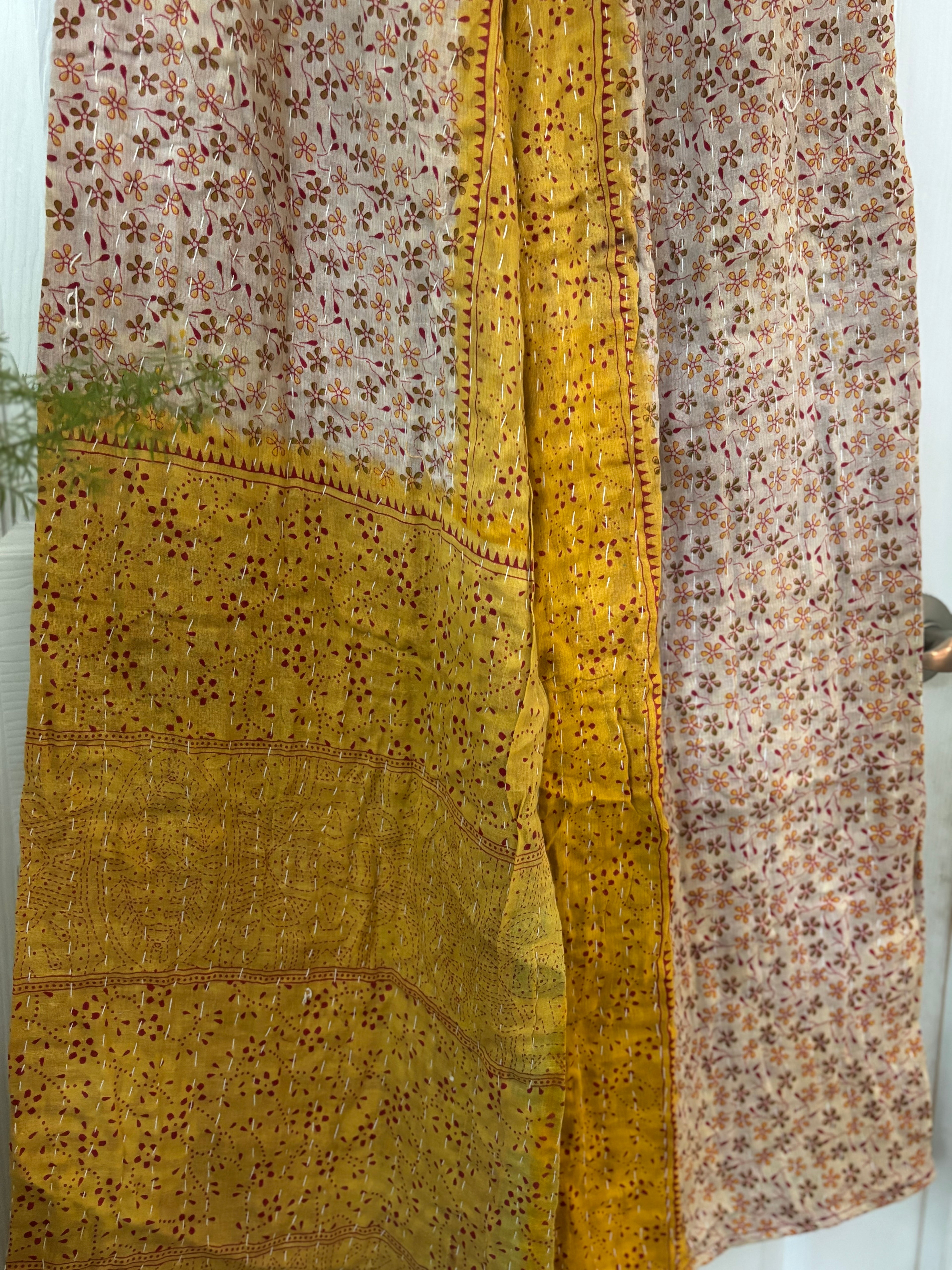 Handmade 100% Cotton Kantha Quilted Reversible Wide Leg Pants