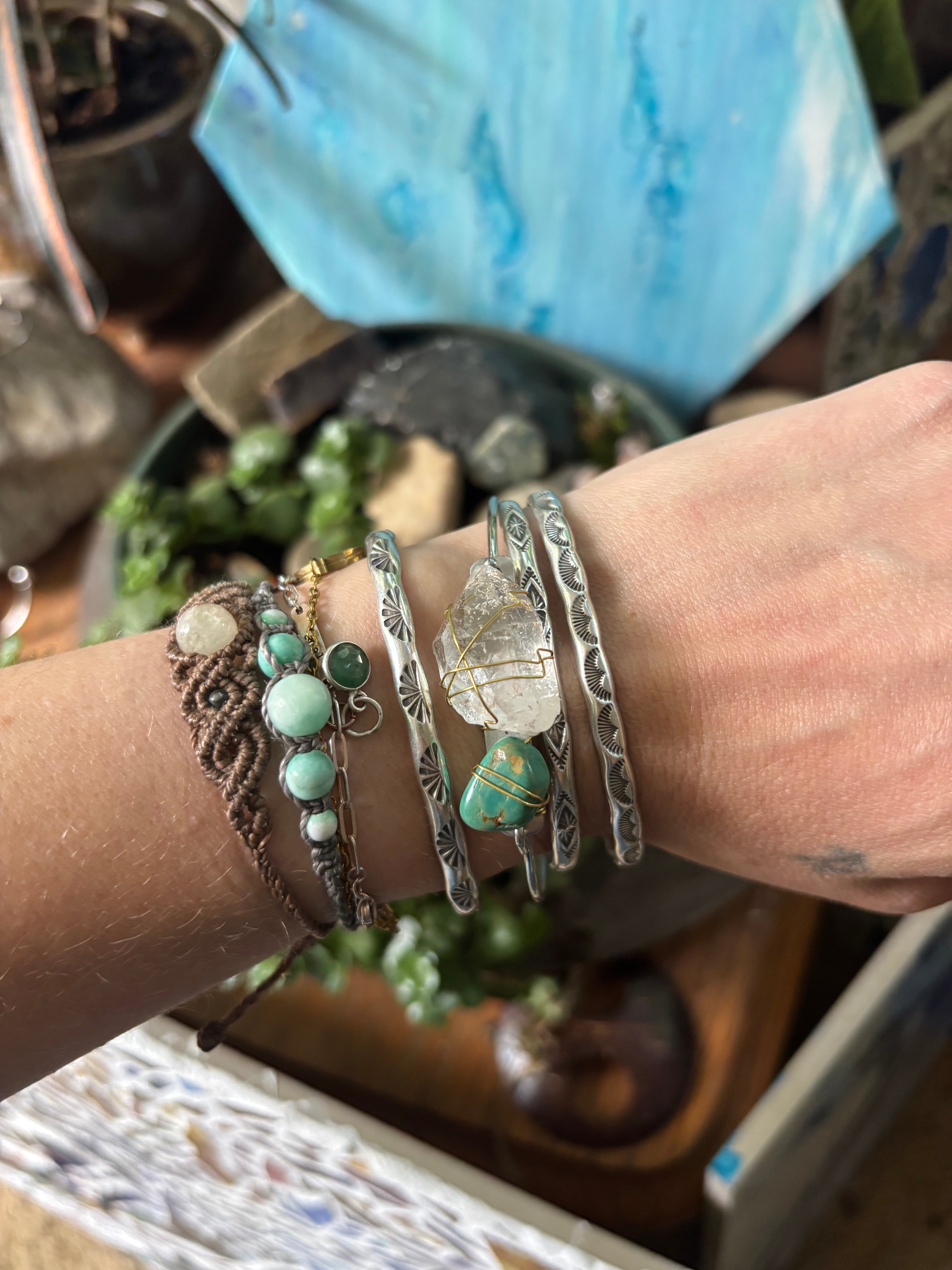 Quartz + Turquoise Cuff