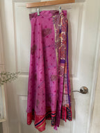 Worship Skirt | Bohemian Flowy Indian Silk Sari Wrap Skirt - Double Layer , Reversible | Free Flow Dancing Skirt