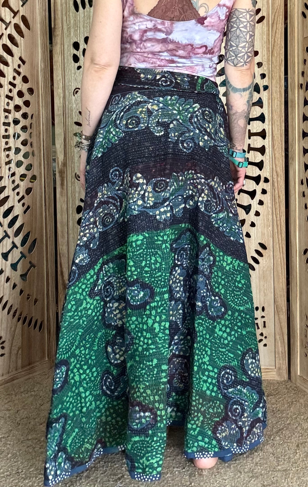 Indigo Kantha Wrap Skirt