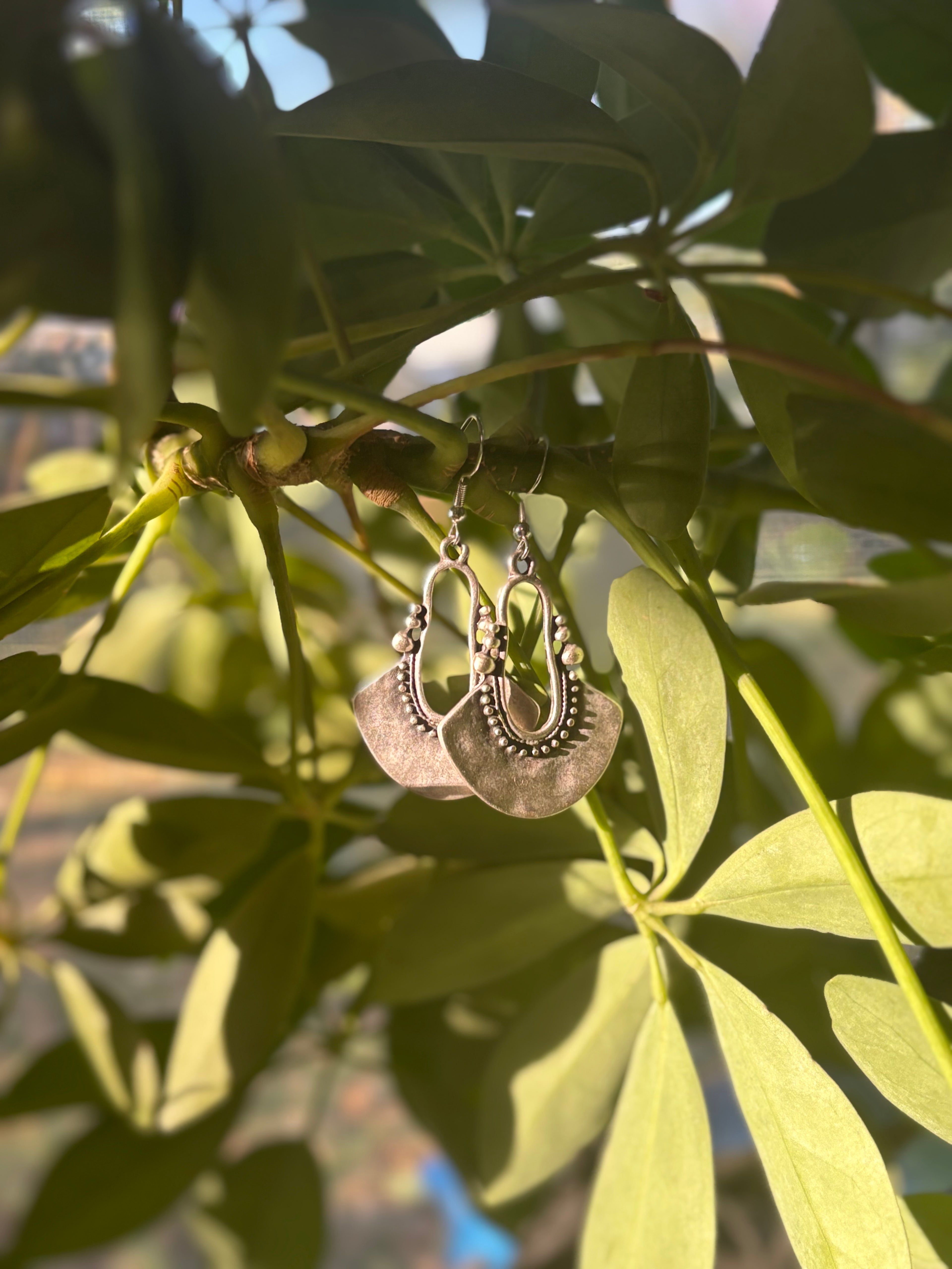 Bohemian Tribal Antique Silver on Brass Earrings