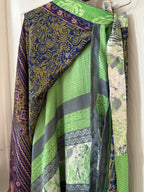 Worship Skirt | Bohemian Flowy Indian Silk Sari Wrap Skirt - Double Layer , Reversible | Free Flow Dancing Skirt
