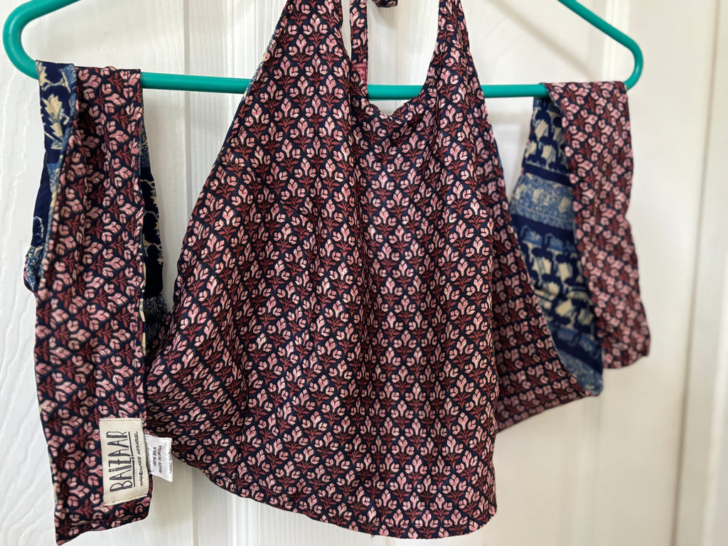 Sari Silk Double Sided Crop Top