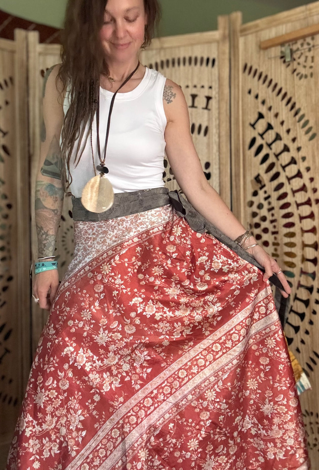 Patchwork Silk Sari Wrap Skirt