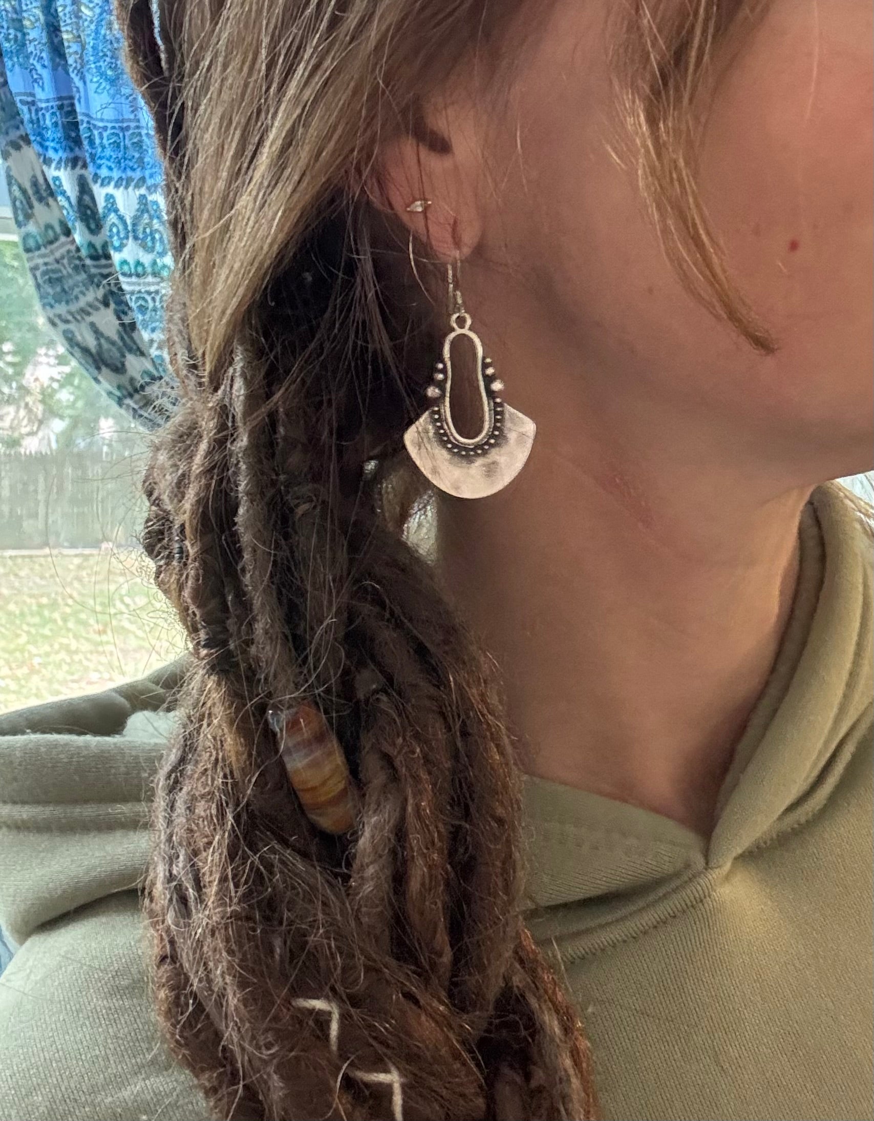 Bohemian Tribal Antique Silver on Brass Earrings