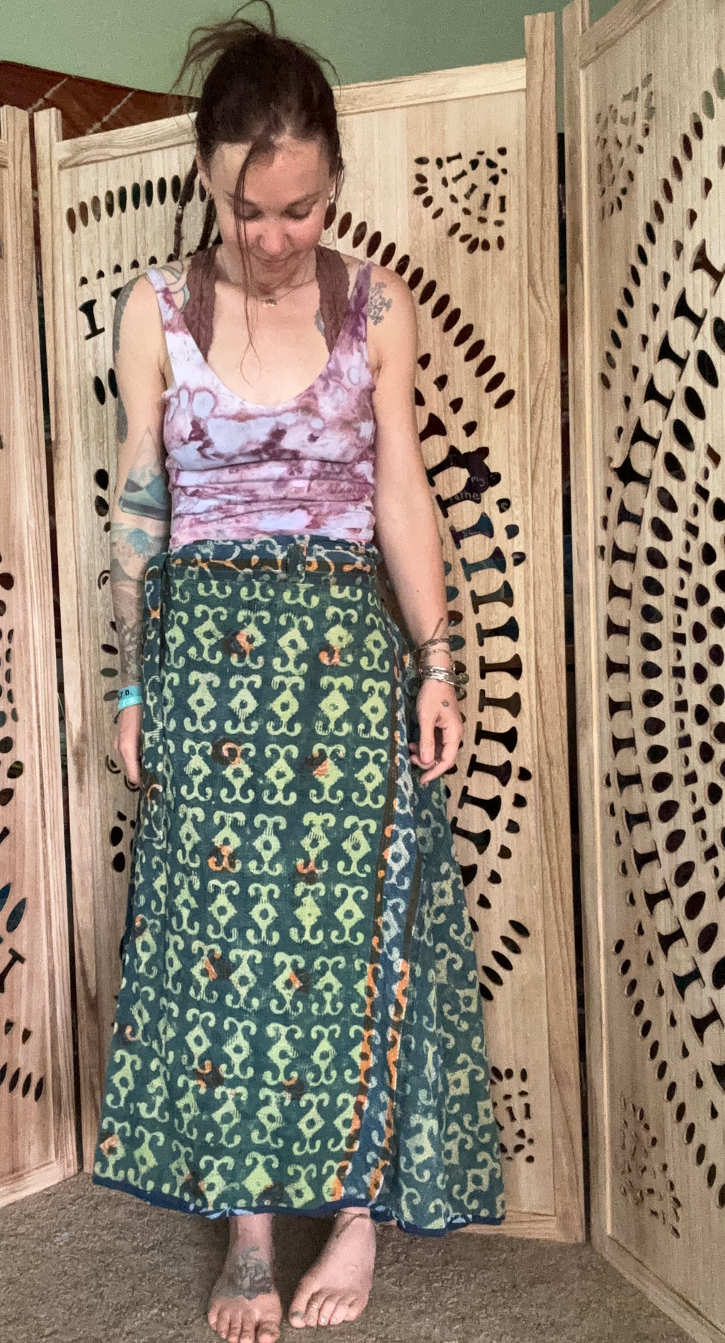 Indigo Kantha Wrap Skirt - Tribal Print