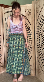 Indigo Kantha Wrap Skirt - Tribal Print