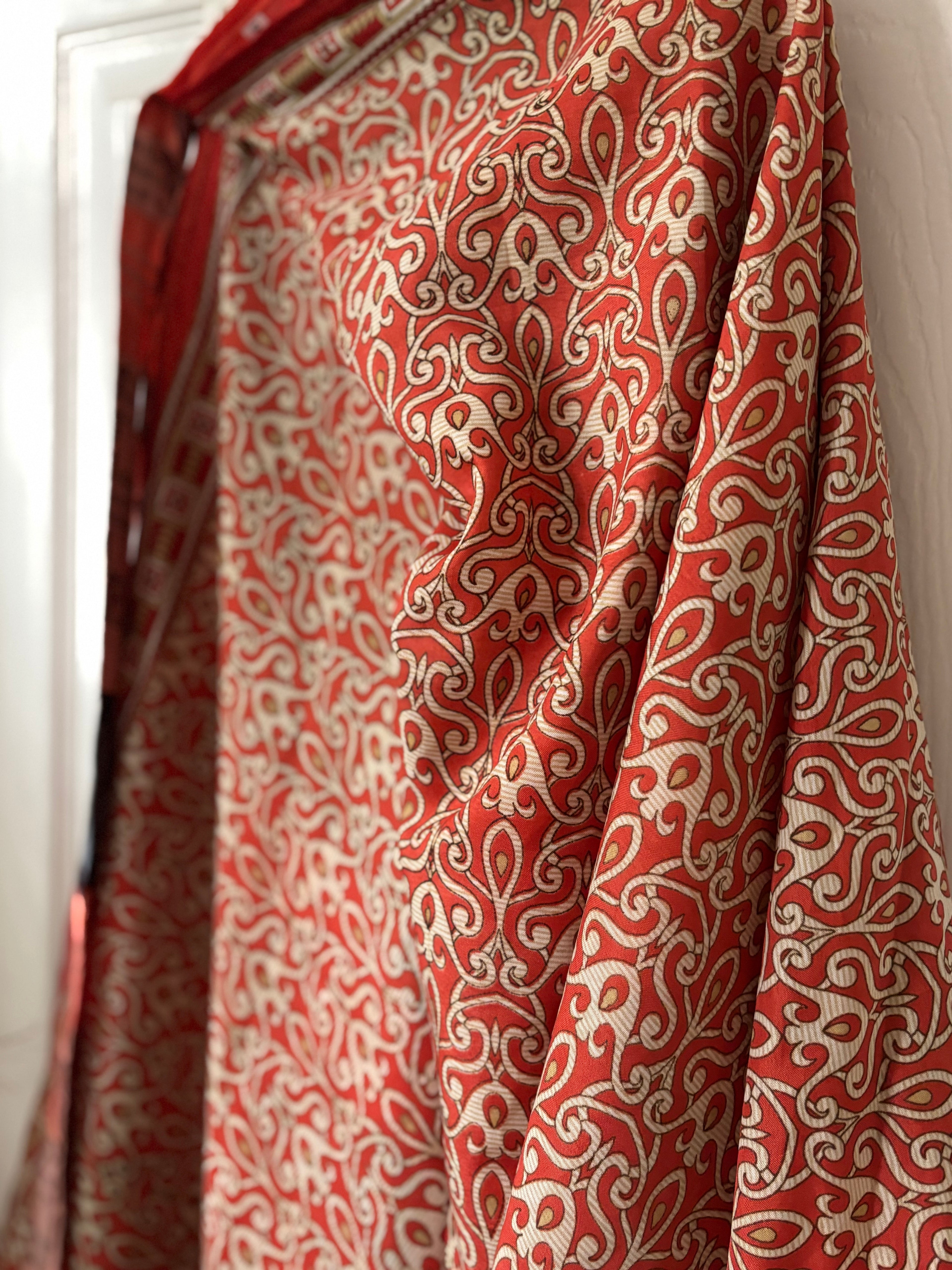 Warfare Worship Skirt | Bohemian Flowy Indian Silk Sari Wrap Skirt - Double Layer , Reversible | Free Flow Dancing Skirt