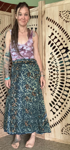 Indigo Kantha Wrap Skirt - Tribal Print