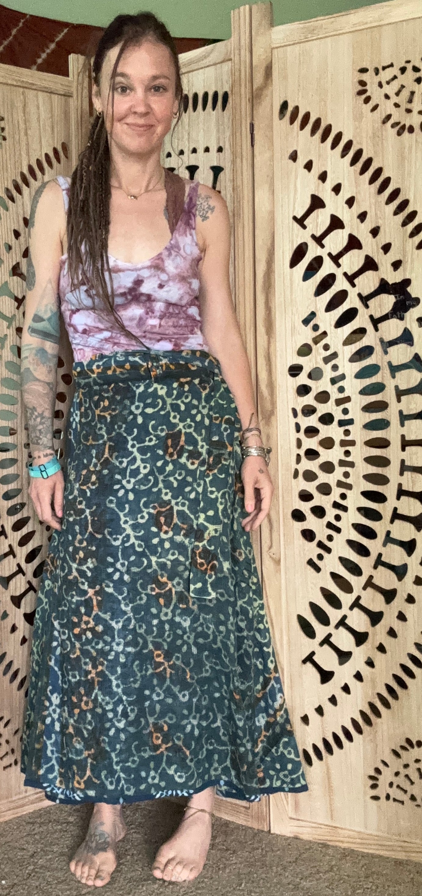 Indigo Kantha Wrap Skirt - Tribal Print