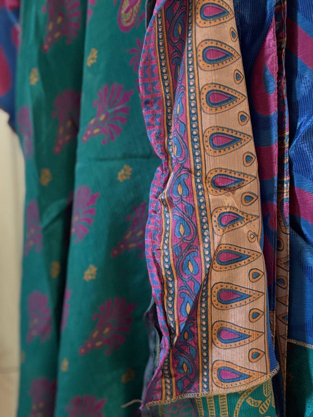 Knee Length Bohemian Flowy Dancing Worship Skirt | Indian Silk Sari Wrap Skirt - Double Layer , Reversible