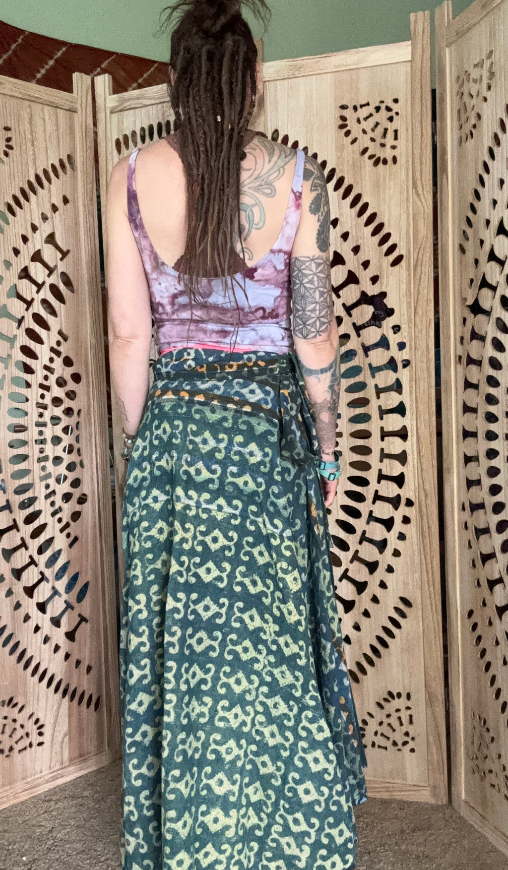 Indigo Kantha Wrap Skirt - Tribal Print