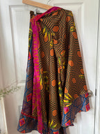 Worship Skirt | Bohemian Flowy Indian Silk Sari Wrap Skirt - Double Layer , Reversible | Free Flow Dancing Skirt