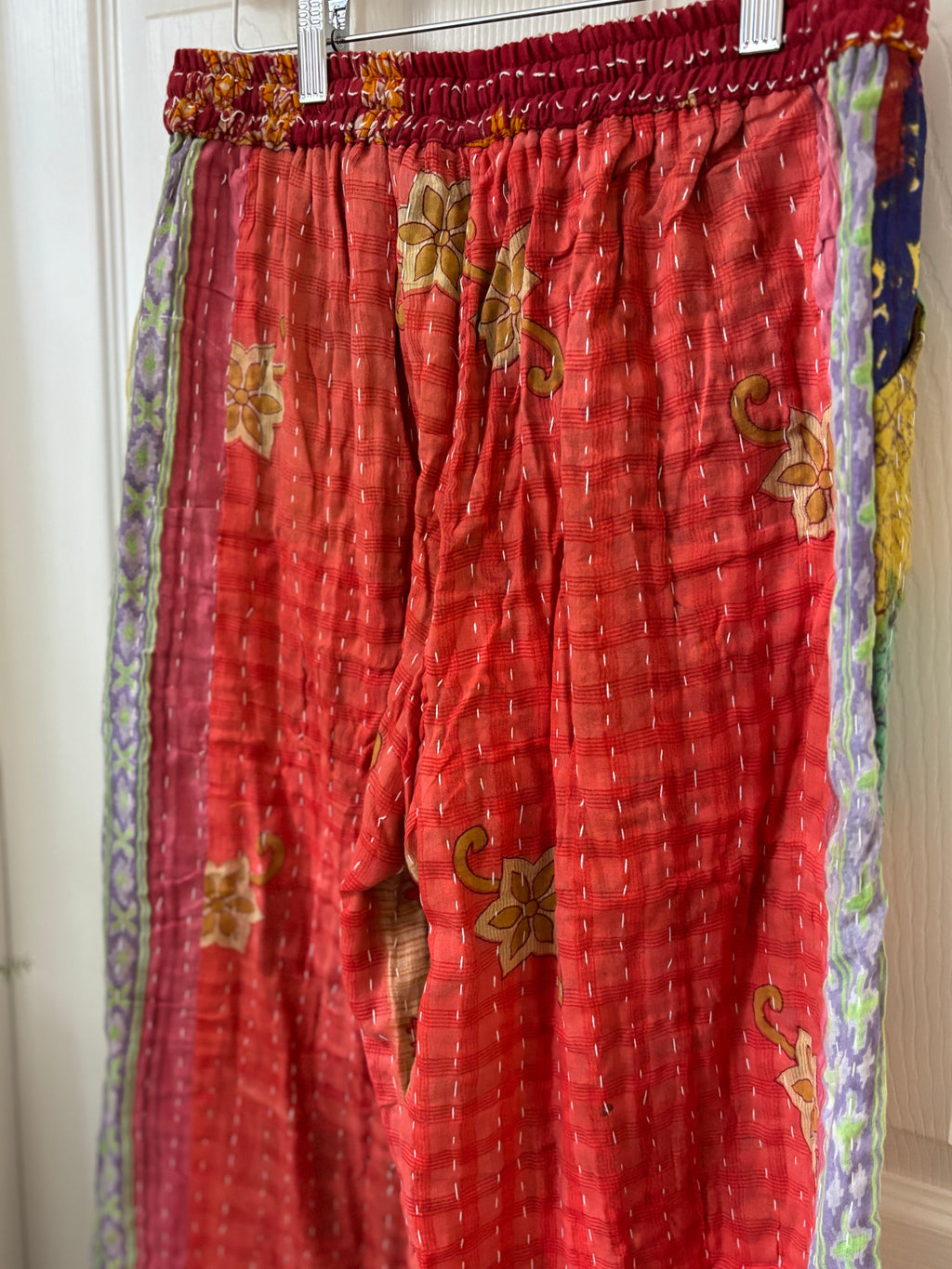 Handmade 100% Cotton Kantha Quilted Reversible Wide Leg Pants