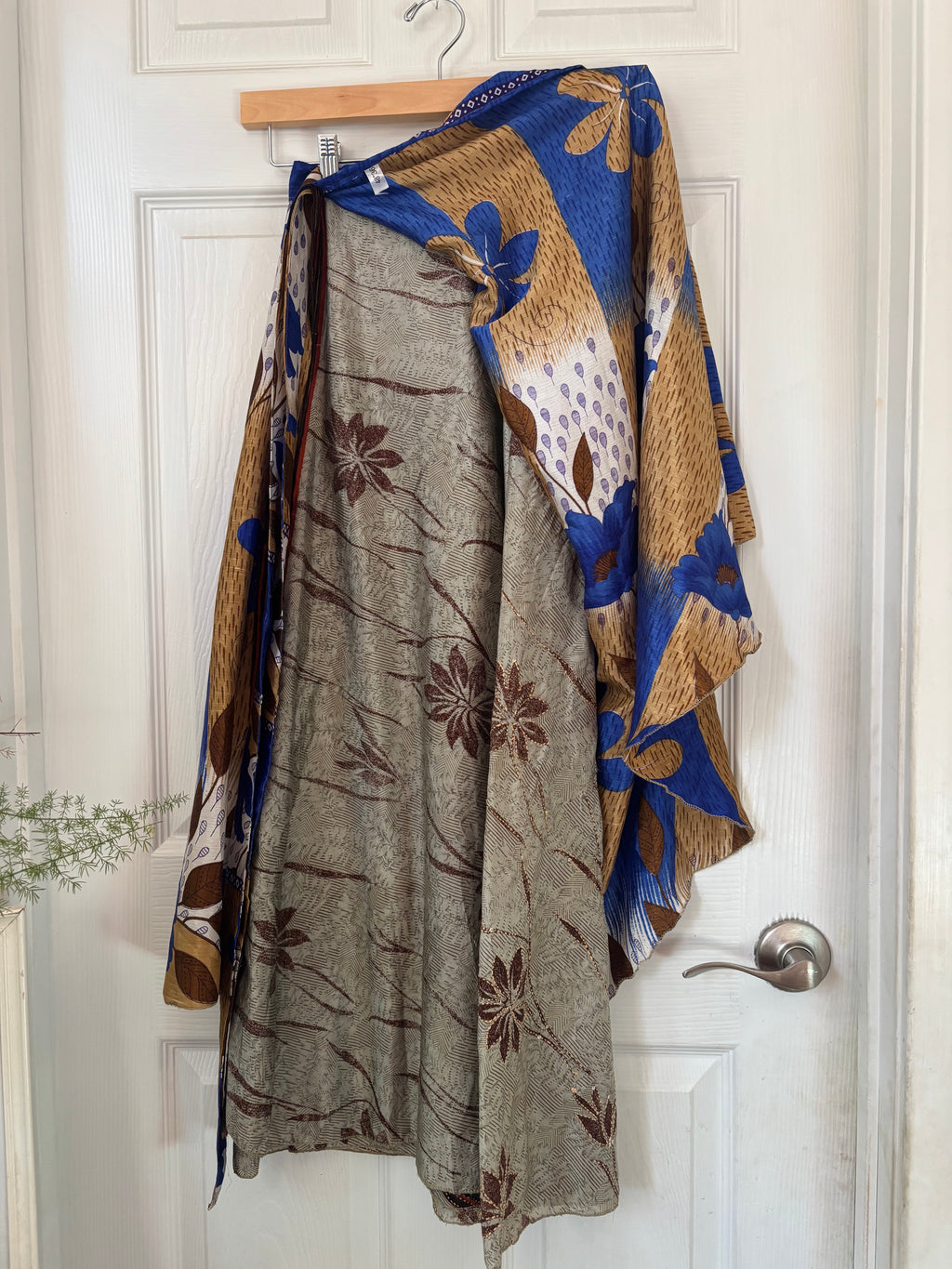 Bohemian Flowy Indian Silk Sari Wrap Skirt - Double Layer , Reversible | Free Flow Dancing Skirt