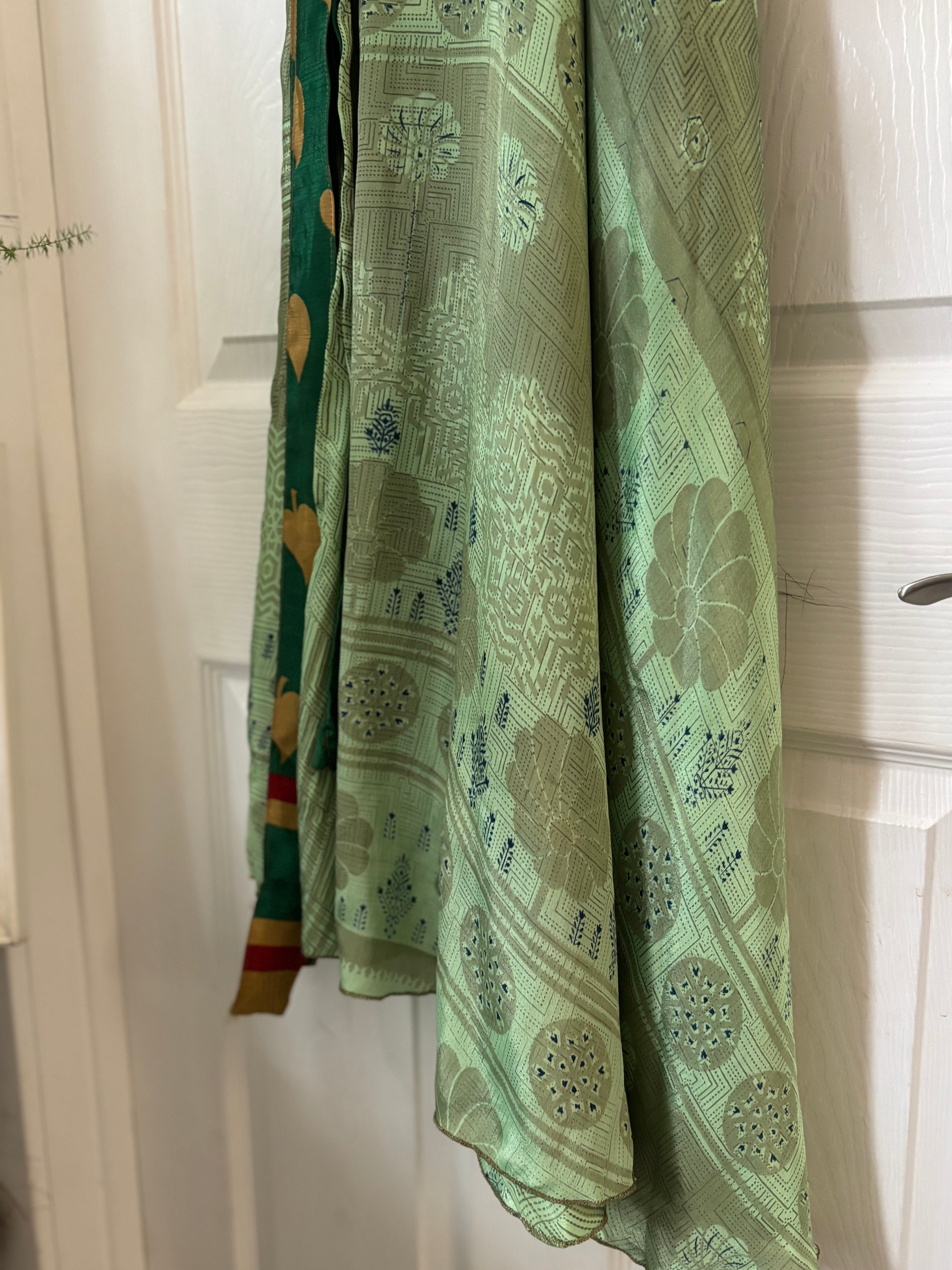 Warfare Worship Skirt | Bohemian Flowy Indian Silk Sari Wrap Skirt - Double Layer , Reversible | Free Flow Dancing Skirt