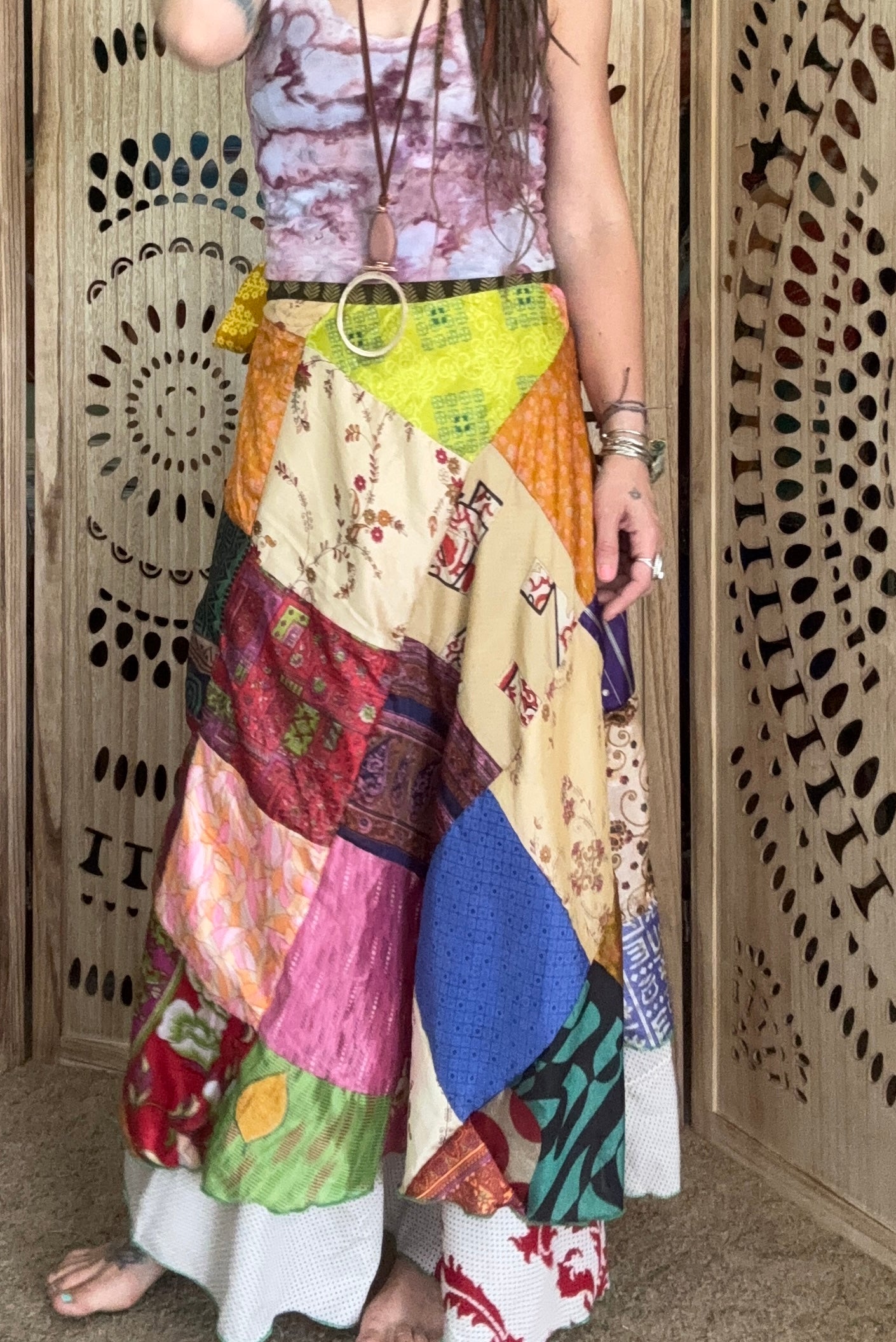 Patchwork Sari Silk Wrap Skirt