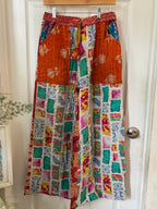 Handmade 100% Cotton Kantha Quilted Reversible Wide Leg Pants