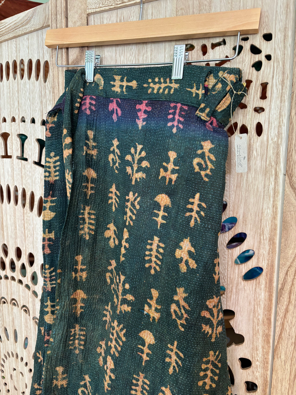 Indigo Kantha Wrap Skirt - Tribal Print
