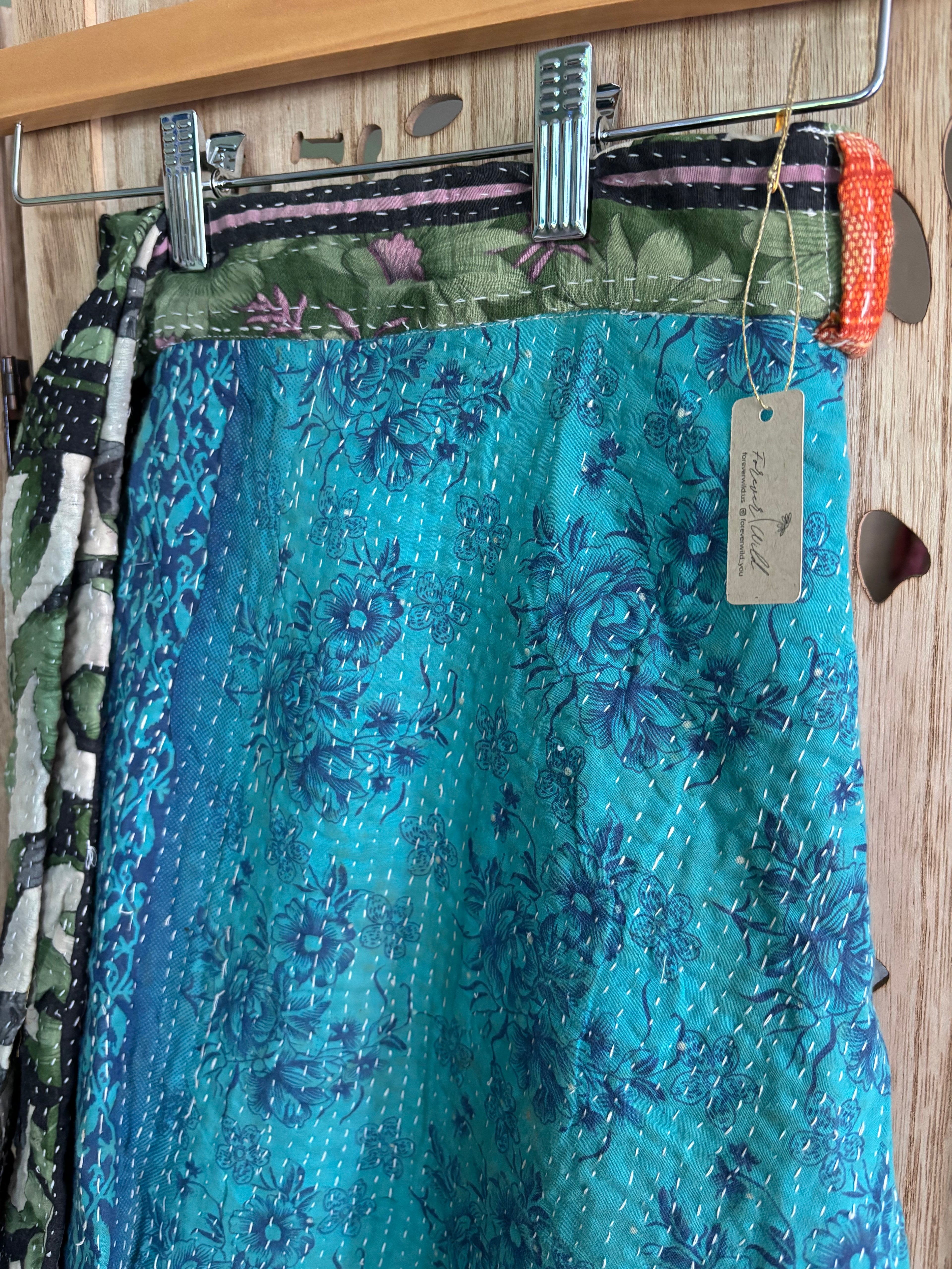 Indigo Kantha Wrap Skirt