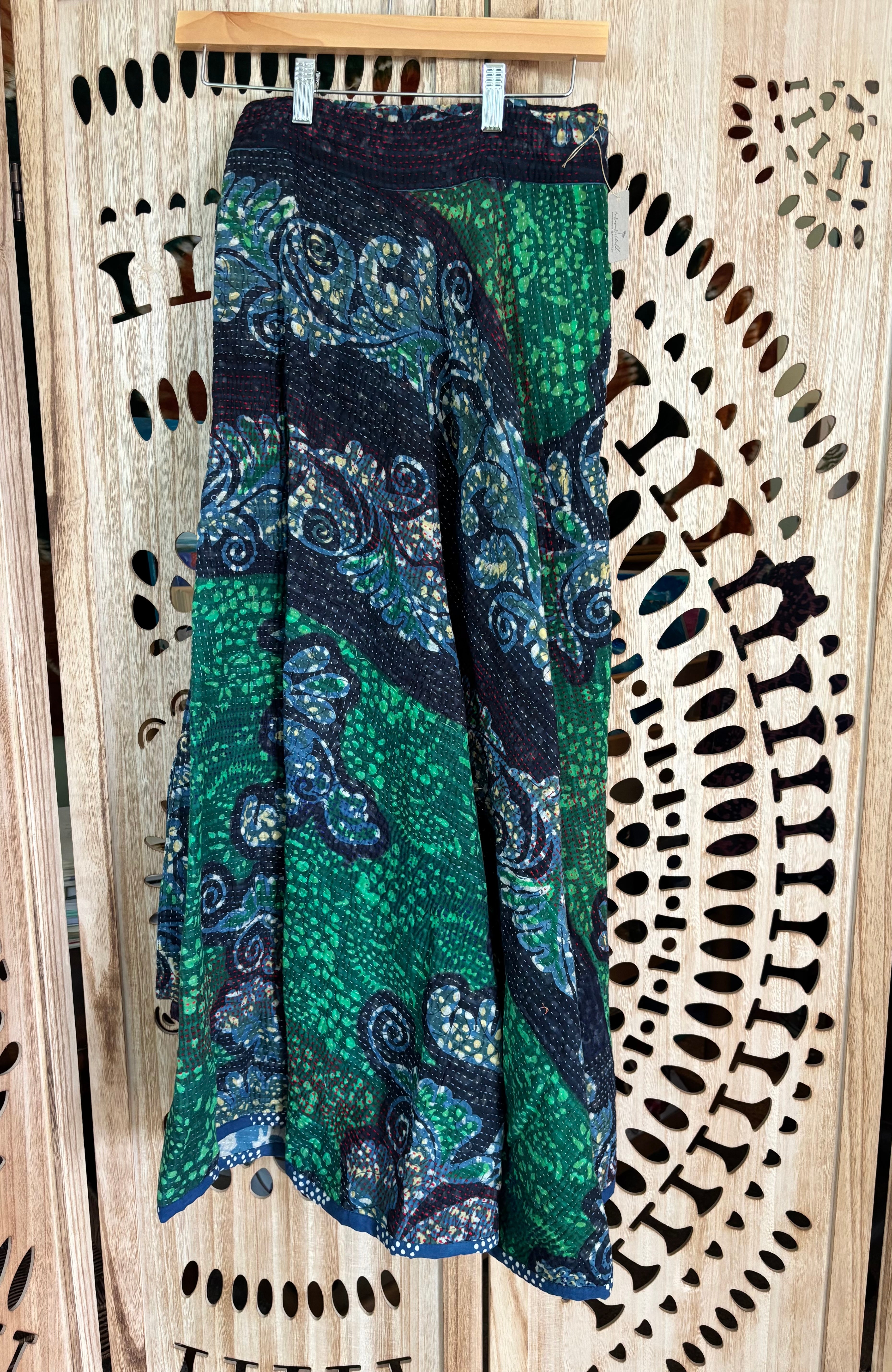 Indigo Kantha Wrap Skirt