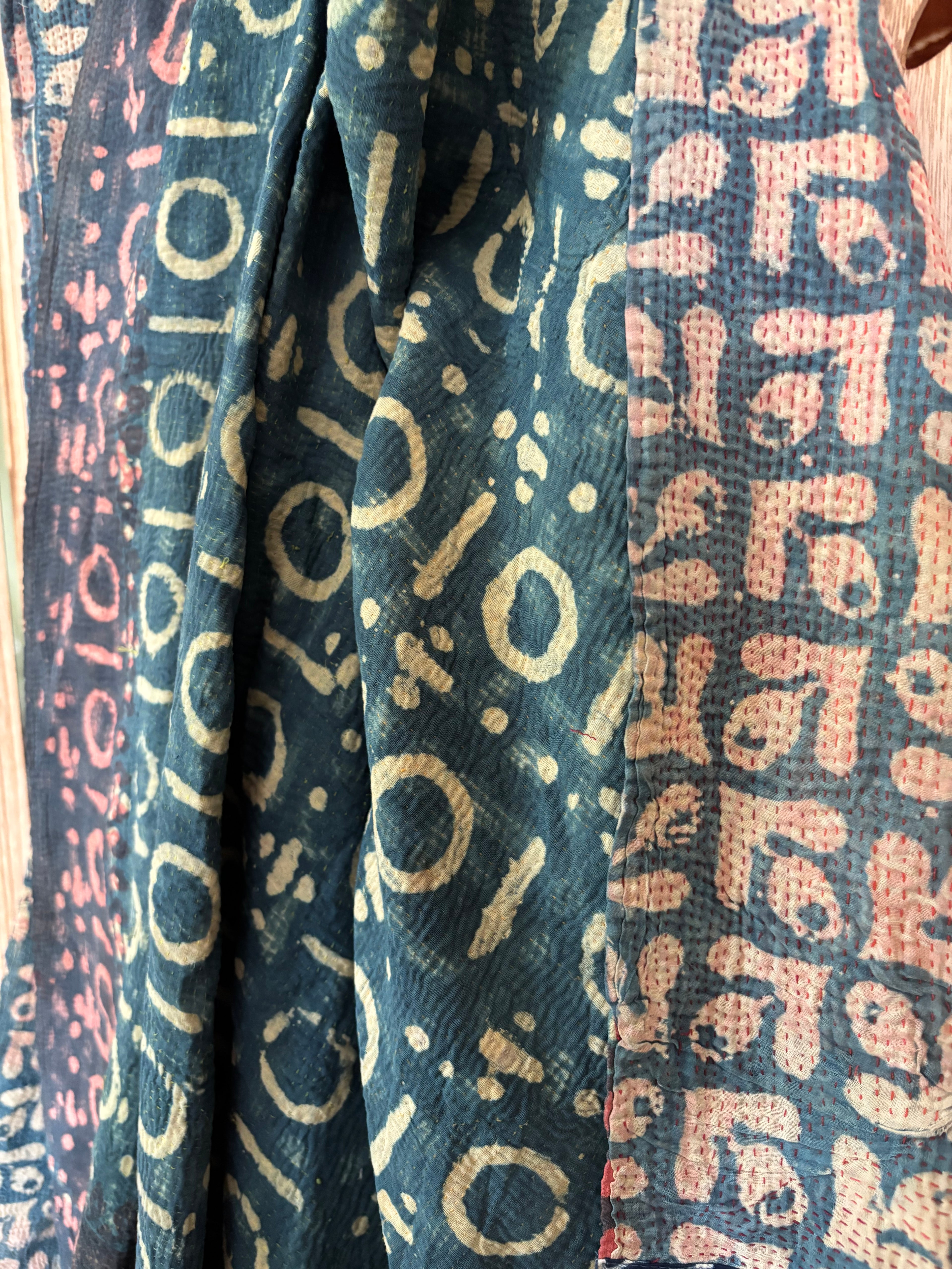 Indigo Kantha Wrap Skirt - Tribal Print