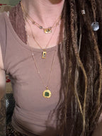 14k Gold Rosecut Bicolor Tourmaline Etched Necklace