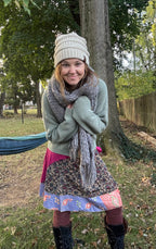 Knee Length Bohemian Flowy Dancing Worship Skirt | Indian Silk Sari Wrap Skirt - Double Layer , Reversible