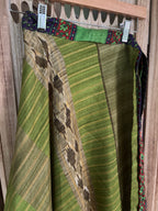 Worship Skirt | Bohemian Flowy Indian Silk Sari Wrap Skirt - Double Layer , Reversible | Free Flow Dancing Skirt