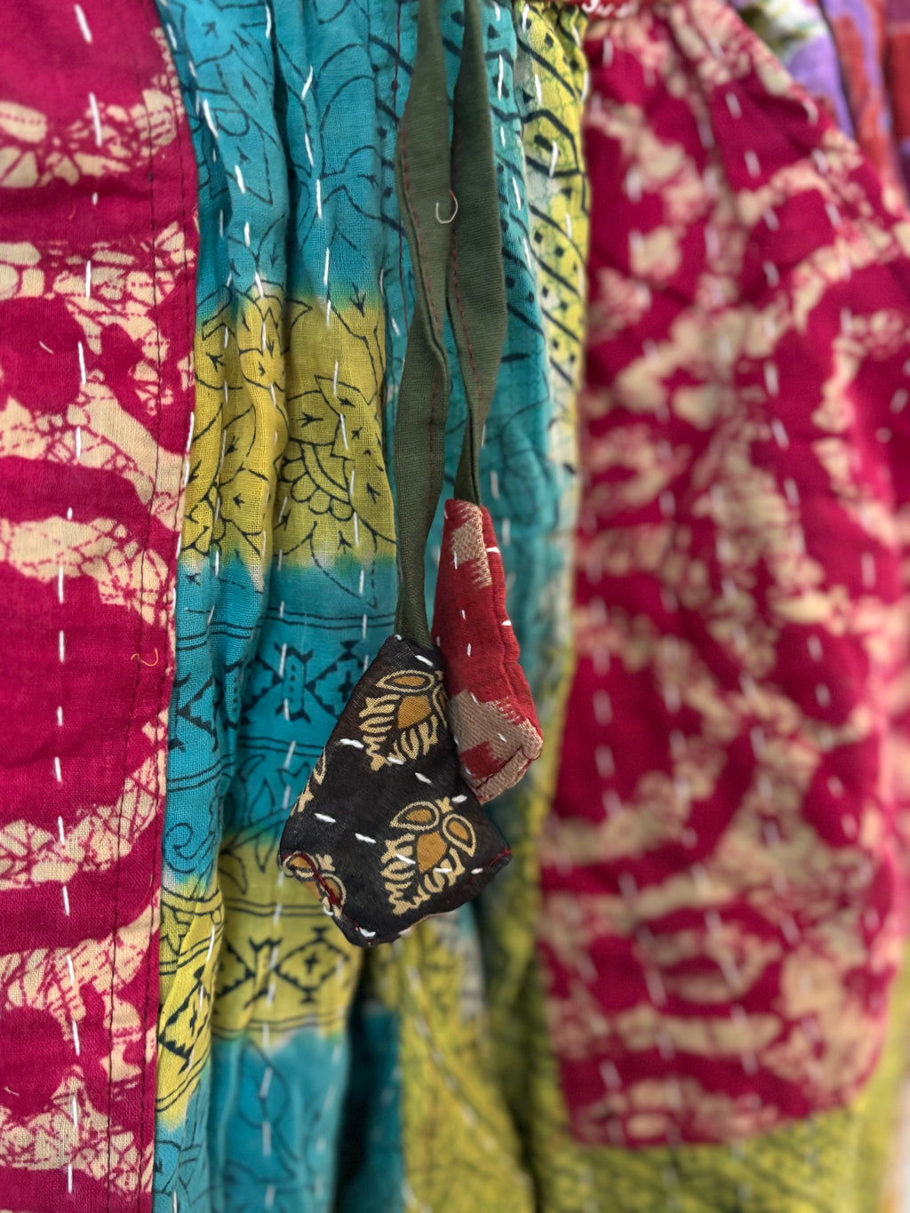 Handmade 100% Cotton Kantha Quilted Reversible Wide Leg Pants